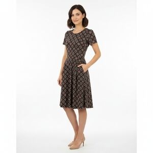 LuLaRoe Carly Dress Size Small Black Diamond Geometric Print